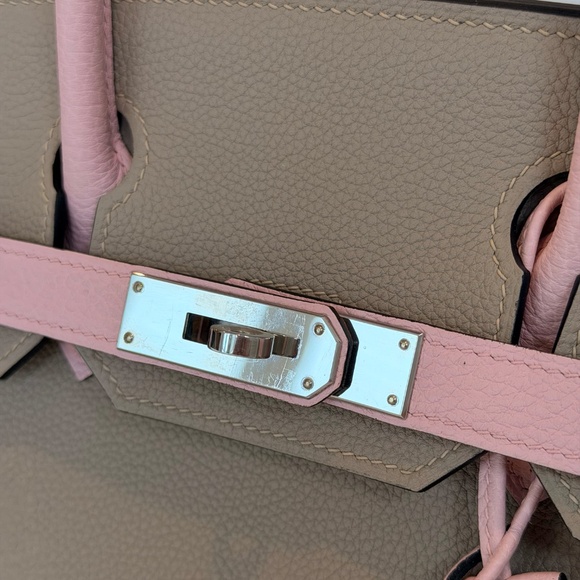 HERMES BIRKIN Beige Pink Leather Handbag Silver Hardware - Picture 6 of 16